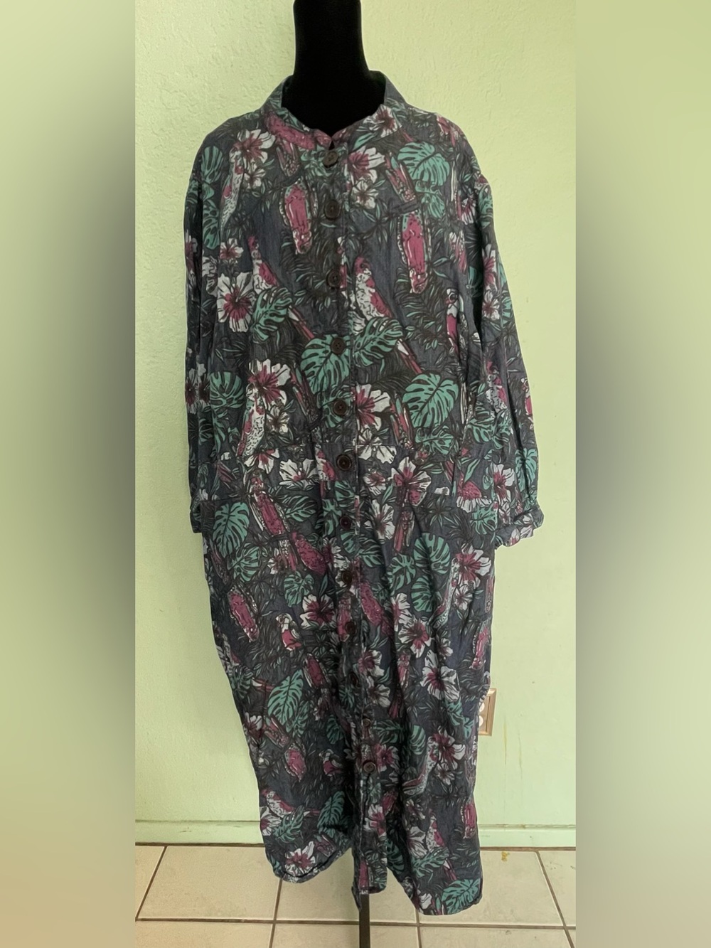 eshakti Tropical Print Shirt Dress